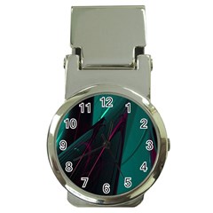 Abstract Green Purple Money Clip Watches by Sapixe