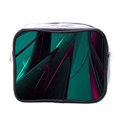 Abstract Green Purple Mini Toiletries Bags