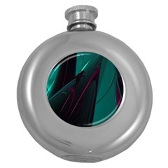 Abstract Green Purple Round Hip Flask (5 Oz) by Sapixe