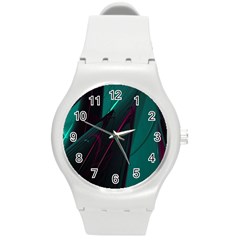 Abstract Green Purple Round Plastic Sport Watch (m) by Sapixe