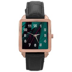 Abstract Green Purple Rose Gold Leather Watch  by Sapixe