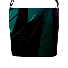 Abstract Green Purple Flap Messenger Bag (l) 