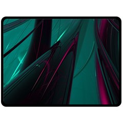 Abstract Green Purple Double Sided Fleece Blanket (large) 