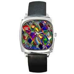 Abstract Digital Art Square Metal Watch