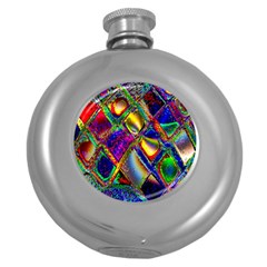 Abstract Digital Art Round Hip Flask (5 Oz)