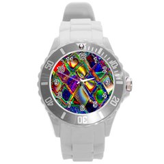 Abstract Digital Art Round Plastic Sport Watch (l)