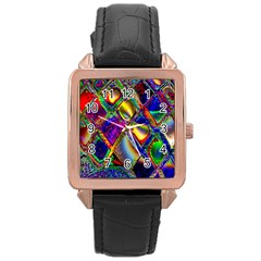 Abstract Digital Art Rose Gold Leather Watch  by Sapixe