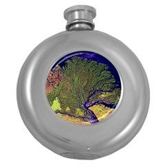 Lena River Delta A Photo Of A Colorful River Delta Taken From A Satellite Round Hip Flask (5 Oz) by Simbadda