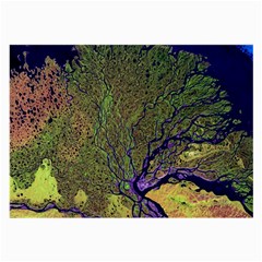 Lena River Delta A Photo Of A Colorful River Delta Taken From A Satellite Large Glasses Cloth (2-side) by Simbadda