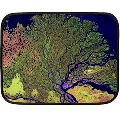 Lena River Delta A Photo Of A Colorful River Delta Taken From A Satellite Double Sided Fleece Blanket (mini)  by Simbadda