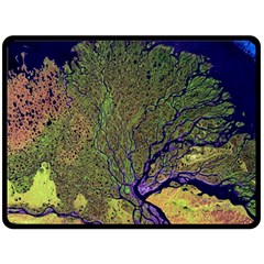 Lena River Delta A Photo Of A Colorful River Delta Taken From A Satellite Fleece Blanket (large) 