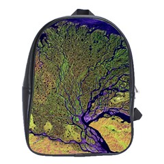 Lena River Delta A Photo Of A Colorful River Delta Taken From A Satellite School Bag (xl) by Simbadda