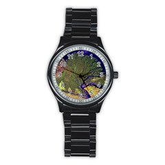 Lena River Delta A Photo Of A Colorful River Delta Taken From A Satellite Stainless Steel Round Watch by Simbadda