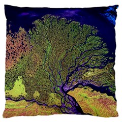 Lena River Delta A Photo Of A Colorful River Delta Taken From A Satellite Standard Flano Cushion Case (one Side)