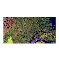 Lena River Delta A Photo Of A Colorful River Delta Taken From A Satellite Satin Wrap by Simbadda