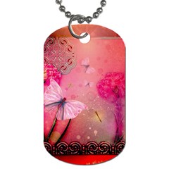 Wonderful Butterflies With Dragonfly Dog Tag (two Sides) by FantasyWorld7