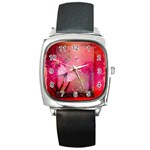 Wonderful Butterflies With Dragonfly Square Metal Watch Front