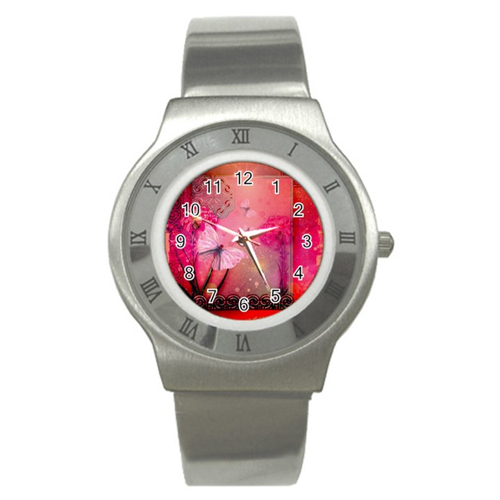 Wonderful Butterflies With Dragonfly Stainless Steel Watch