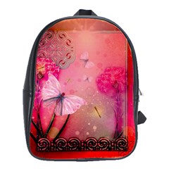 Wonderful Butterflies With Dragonfly School Bag (large) by FantasyWorld7