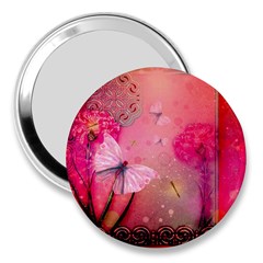 Wonderful Butterflies With Dragonfly 3  Handbag Mirrors by FantasyWorld7