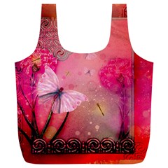 Wonderful Butterflies With Dragonfly Full Print Recycle Bags (l)  by FantasyWorld7