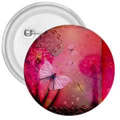 Wonderful Butterflies With Dragonfly 3  Buttons by FantasyWorld7