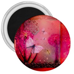 Wonderful Butterflies With Dragonfly 3  Magnets by FantasyWorld7