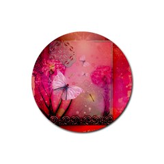 Wonderful Butterflies With Dragonfly Rubber Round Coaster (4 Pack)  by FantasyWorld7