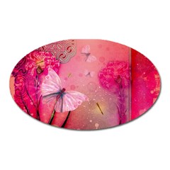 Wonderful Butterflies With Dragonfly Oval Magnet by FantasyWorld7