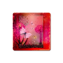 Wonderful Butterflies With Dragonfly Square Magnet by FantasyWorld7