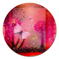 Wonderful Butterflies With Dragonfly Magnet 5  (round) by FantasyWorld7