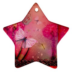 Wonderful Butterflies With Dragonfly Star Ornament (two Sides)