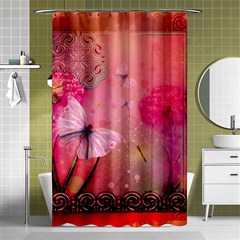 Wonderful Butterflies With Dragonfly Shower Curtain 48  X 72  (small)  by FantasyWorld7