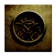 Abstract Steampunk Textures Golden Tile Coasters