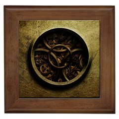 Abstract Steampunk Textures Golden Framed Tiles