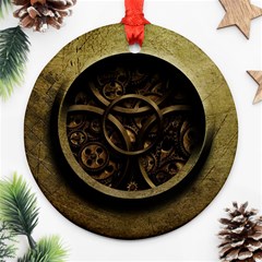 Abstract Steampunk Textures Golden Ornament (Round)