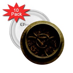 Abstract Steampunk Textures Golden 2 25  Buttons (10 Pack)  by Sapixe