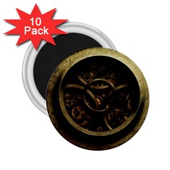 Abstract Steampunk Textures Golden 2.25  Magnets (10 pack) 