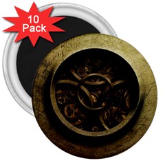 Abstract Steampunk Textures Golden 3  Magnets (10 pack) 