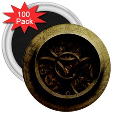 Abstract Steampunk Textures Golden 3  Magnets (100 pack)