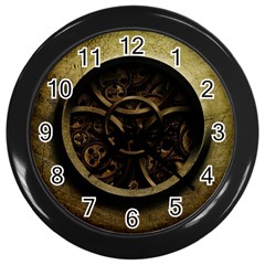 Abstract Steampunk Textures Golden Wall Clocks (black) by Sapixe