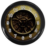 Abstract Steampunk Textures Golden Wall Clocks (Black) Front