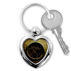 Abstract Steampunk Textures Golden Key Chains (Heart) 