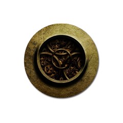 Abstract Steampunk Textures Golden Magnet 3  (Round)