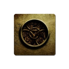 Abstract Steampunk Textures Golden Square Magnet