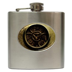 Abstract Steampunk Textures Golden Hip Flask (6 Oz) by Sapixe