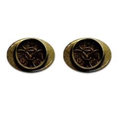 Abstract Steampunk Textures Golden Cufflinks (Oval)