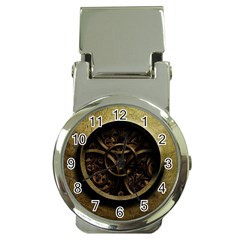 Abstract Steampunk Textures Golden Money Clip Watches