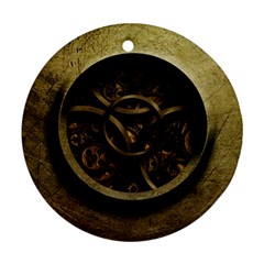 Abstract Steampunk Textures Golden Round Ornament (Two Sides)