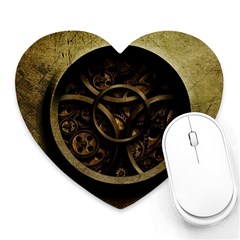 Abstract Steampunk Textures Golden Heart Mousepads